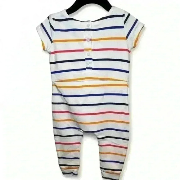 Dip - White romper with multi-color stripes-Girls 6-12 months - Picture 3 of 4